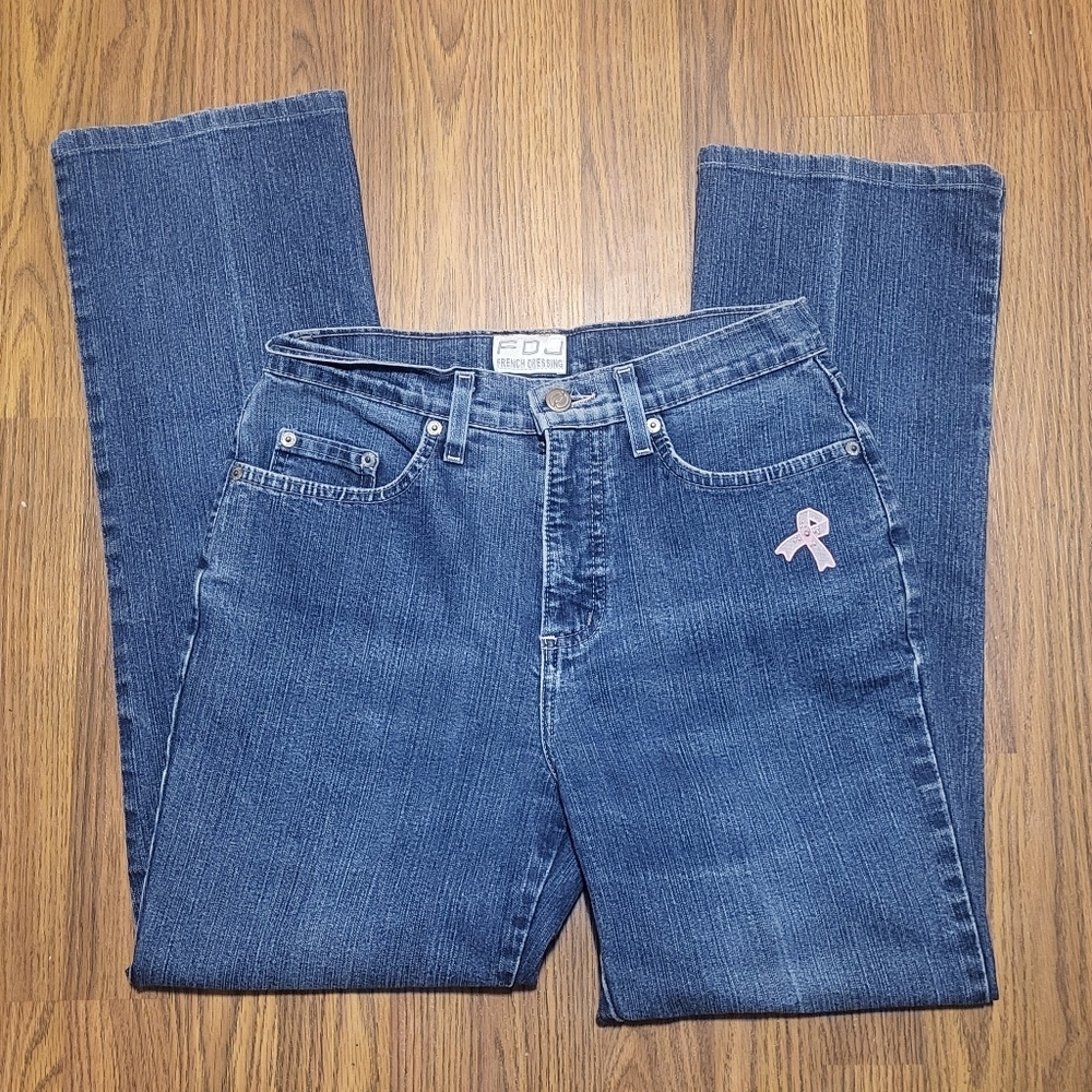 French Dressing Blue Women's Jeans Size 4 Embroidered Ribbon Detail Canadian D1